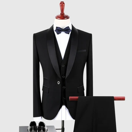 

Latest Coat Pant Designs Custom Made Elegant Bridegroom Wedding Tuxedo Black Shawl Lapel Mens Suits Prom Party Dress Masculinity