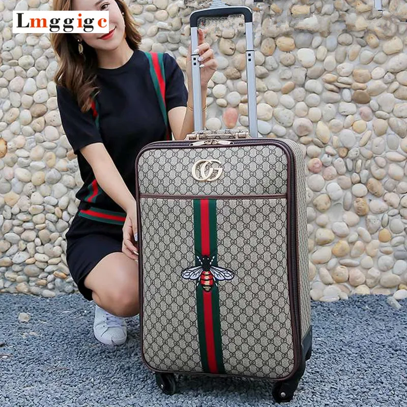 

Rolling Luggage Travel Suitcase bag ,high quality PU leather Box with Wheel ,16"20"24" inch Trolley case