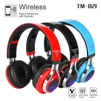 

Fashion Glowing Stereo Casque Audio Bluetooth Headphone Wireless Big Headset Sport Earphone Mic LED Light UP + Mic FM TF Mode