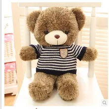 Мягкие животные плюшевый мишка синие полосы ткань медведь около 27 дюймов плюшевые игрушки 70 см медведь пледы подушка кукла wb112