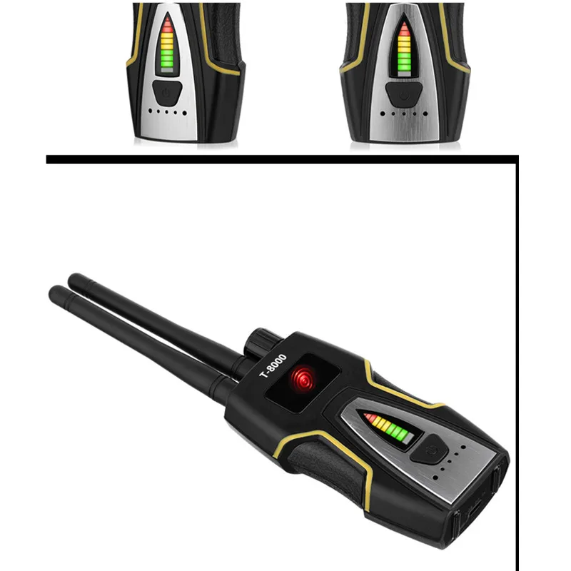 Anti-Spy Wireless RF Signal Detector Bug GPS Camera Finder for Hidden Lens GSM Listening Device T8000(GOLD)