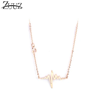 

ZUUZ necklaces & pendants for women fashion best friends pendant stainless steel rose gold female chain female jewellery