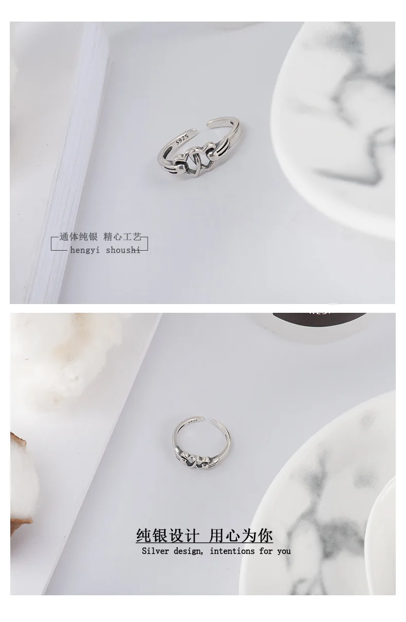 SHANICE 925 пробы 100% серебро Открытое кольцо двойной любовь и угол крыло женский палец кольца для женщин подруга подарок на день св