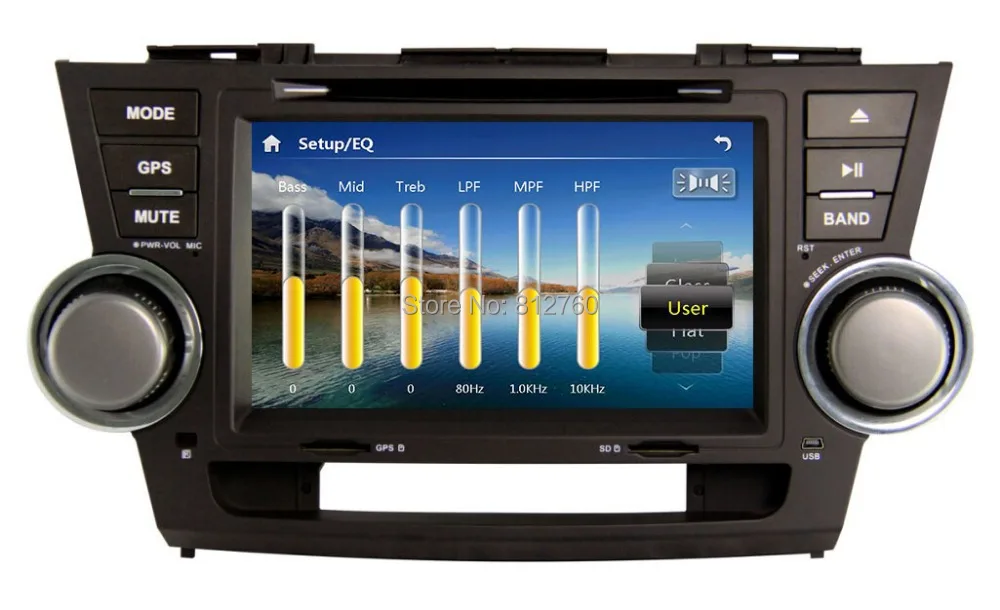 Sale 8" Car DVD Player for Toyota Highlander Audio Video stereo GPS Navigation TV Bluetooth Radio,3G usb port,Free gps map 0