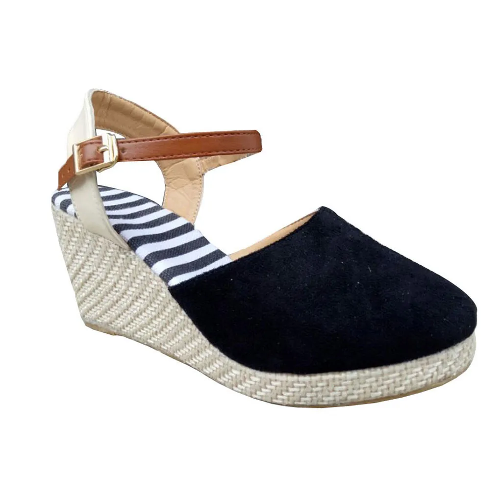 

wedges Sandals for women 2019 Summer Women Casual Mid Heel Sandals Ethnic Wedge Shoes Ankle Strap Beach Shoes chaussures femmes