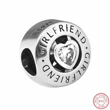 925 стерлингового серебра гравированные девушки шарики для украшений Центральный в форме сердца CZ DIY Fit PANDORA Подвески для изготовления ювелирных изделий FL583