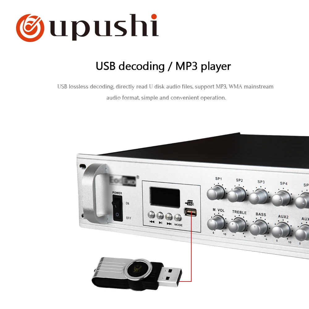 Oupushi 100 700 Вт 6 зонный регулятор громкости с blutooth audio Профессиональный усилитель