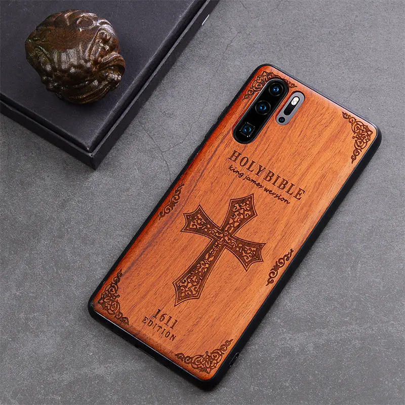 Huawei P30 Pro Case Boogic Original Real Wood funda P30 Pro Rosewood TPU Shockproof Back Cover Phone Shell Huawei P30 case