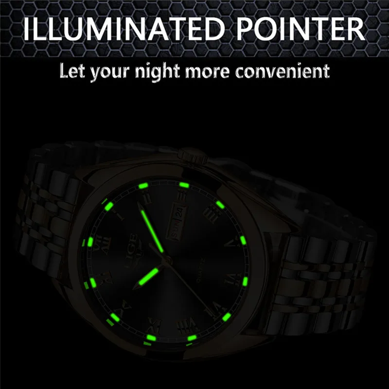 2019New LIGE Watches Men Top Brand Fashion Chronograph Male Stainless Steel Waterproof Business Men WristWatch Relogio Masculino