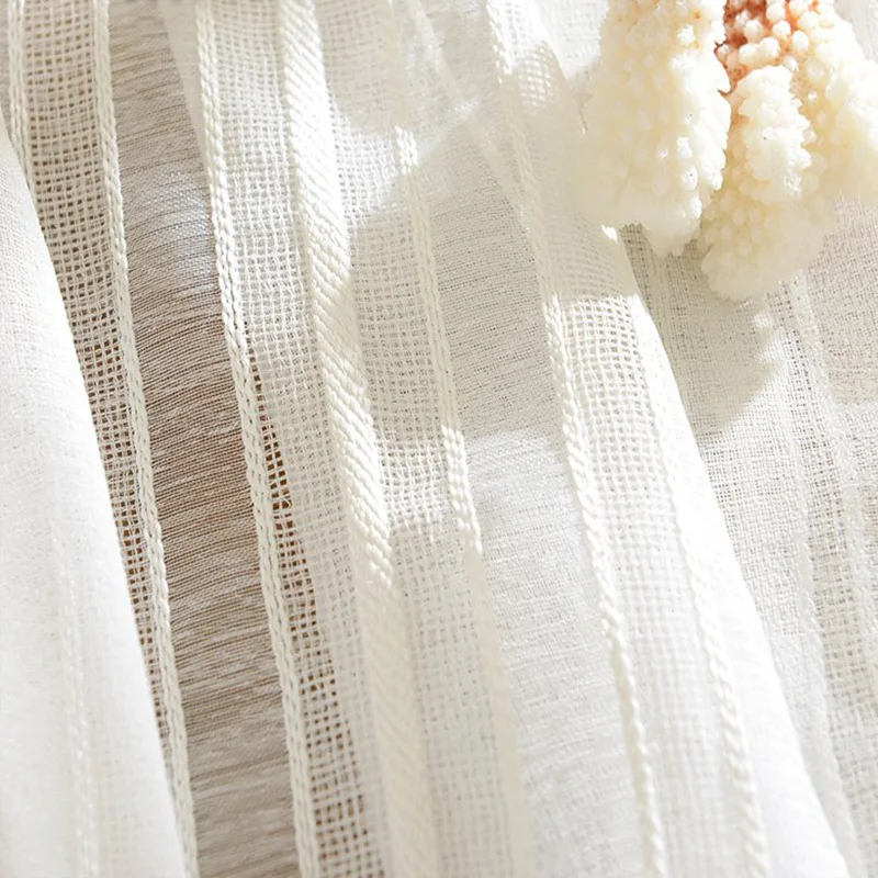 

Jacquard Ready-made Curtains for Living Room Kitchen White Tulle Curtains for Bedroom American Style Cotton Linen Window Tende