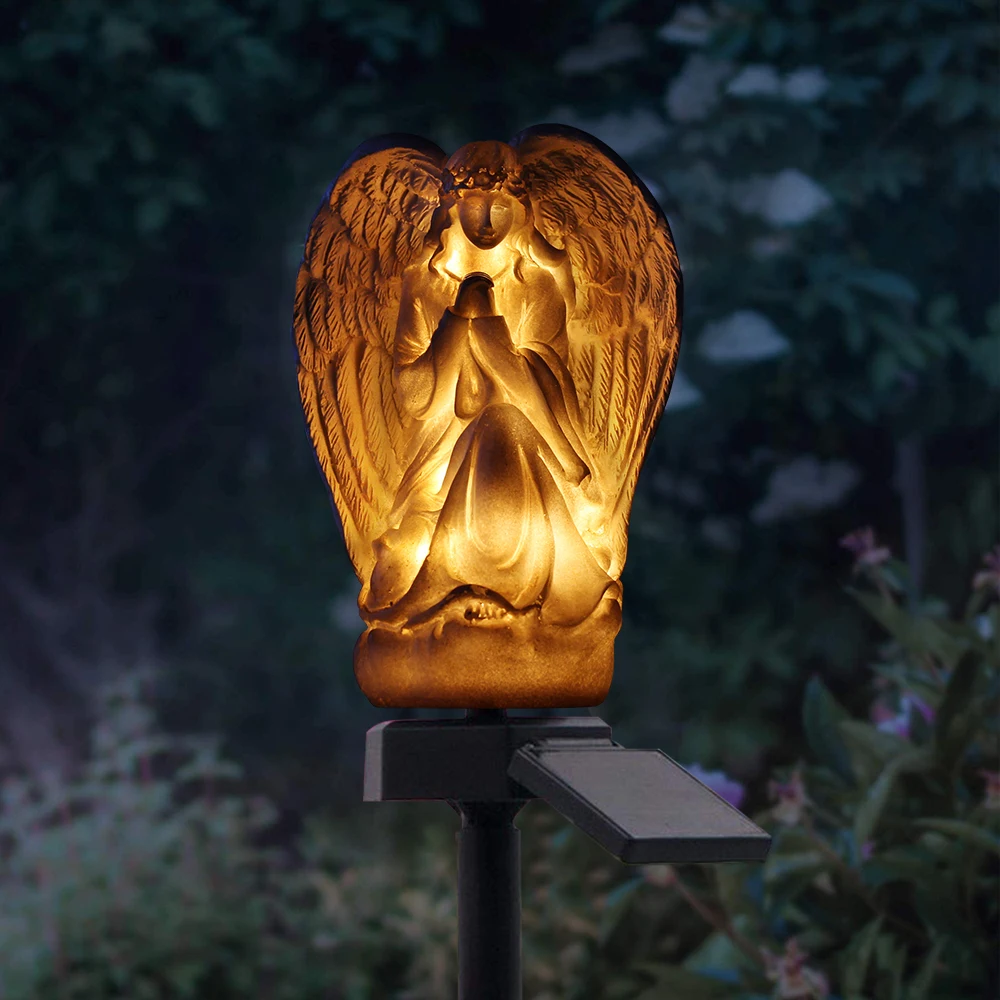

Praying Angel Girl Statue Resin Led Solar Lamp Figurine Resin Squirrel Holding Squirrel With Owl Garden Home Statue Crafts Decor