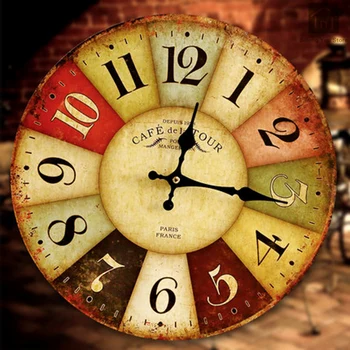 

Creative Circular Living Room Wall Clock Vintage Designer Wall Clocks Retro Klokken Wandklokken Time Decorative Supplies WKP150