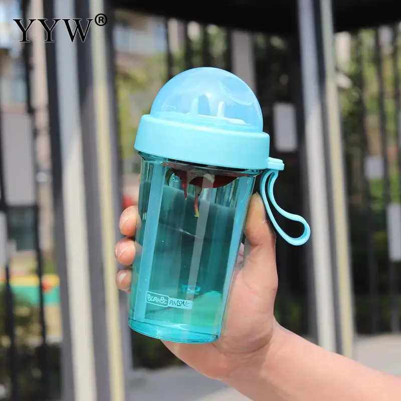 420ml Creative Couple Sippy Cups Sports Water Bottle With Straw Coffee Bottle For Of Water A Cup Of Double Drink Water Bottles