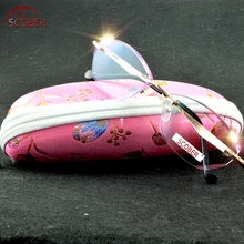 = SCOBER = Алмазная резка титановый сплав без оправы женские очки для чтения+ 0,75+ 1+ 1,25+ 1,5. До+ 4 очков