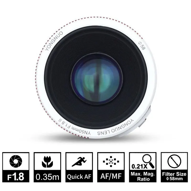 Yongnuo YN50MM F1.8 II Объективы для фотоаппаратов с большой апертурой Canon AF MF 50 мм объектив