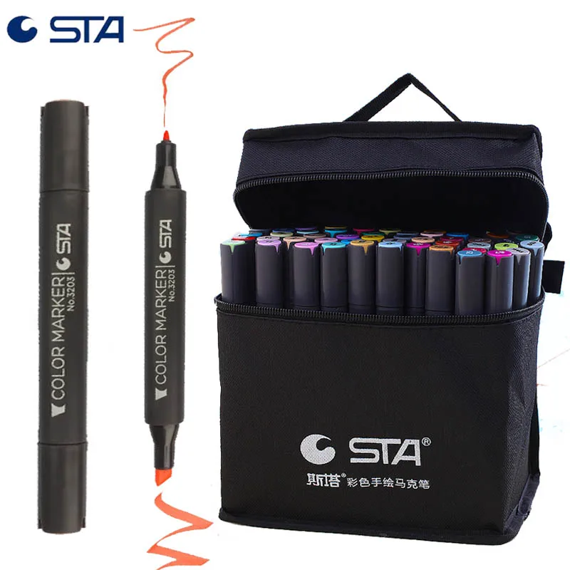 

STA 3203 Professional Twin Markers Artist Pen Fine and Chisel Nib,Alcohol Based Coloring Pens Drawing Marker Sketching 30 Colors