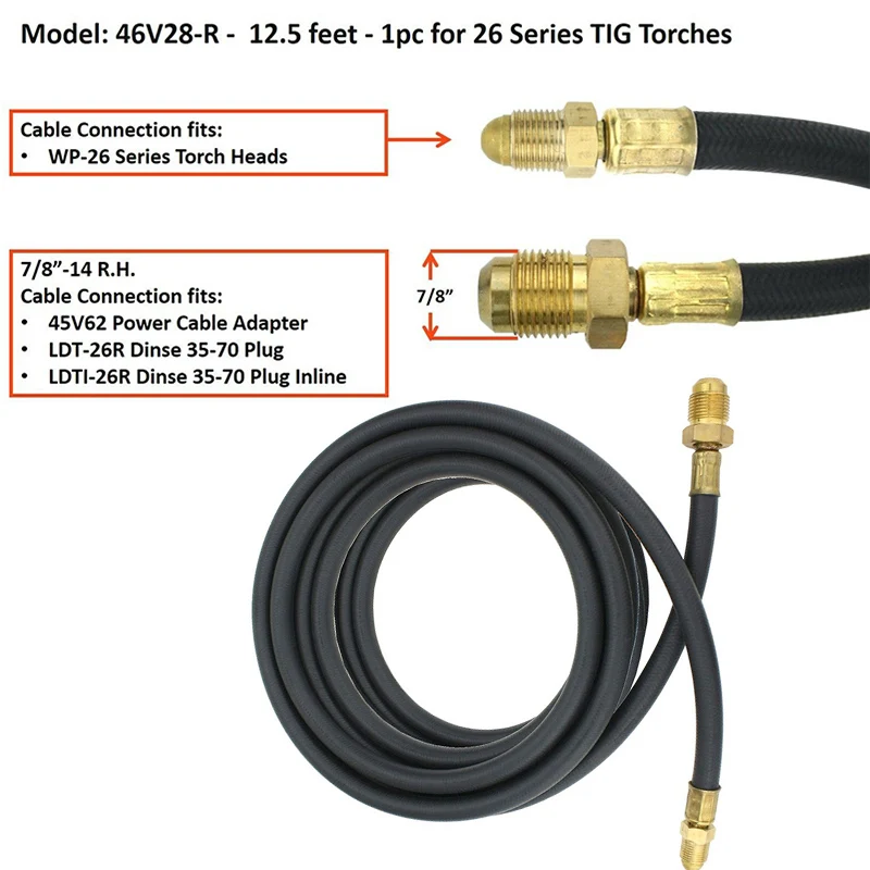 

For Air Cooled WP-26 TIG Welding Torchs 46V28-R/46V30-R Power Cable Wire Line Tool Part Accessories