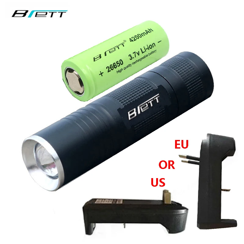 LED flashlight xm-l t6 light 26650 or 18650 battery Outdoor Cycling Night walk Fishing Camping Mini zoom lampe torche
