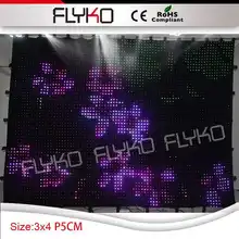 3 м высокий 4 м Широкий p50mm высокой четкости RGB гибкая ткань занавес