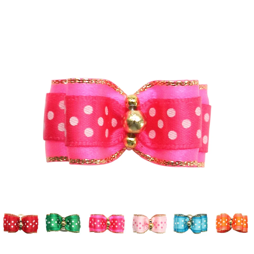 

Handmade Dog Bow White Dot Pattern Ribbon Dog Grooming Bow 6022054 Pet Hair Accessories