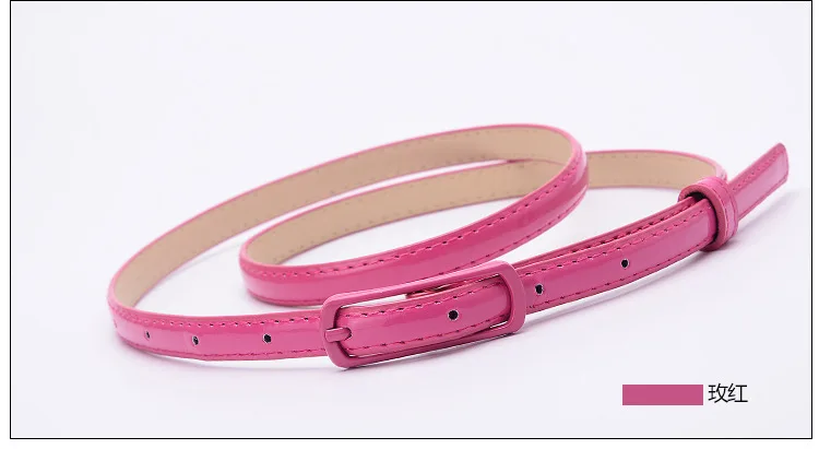 Candy Color Patent Leather Belt Sweetness Womens PU Leather Belts Thin Skinny Waistband Adjustable Belt Woman Belts For Dress