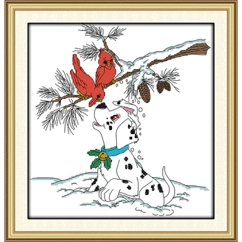 

Everlasting love Christmas Dalmatian (5) Ecological cotton Chinese cross stitch kits counted stamped New store sales promotion