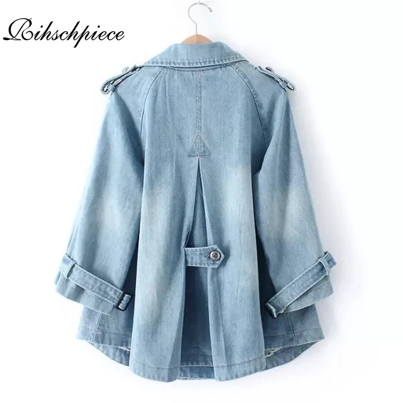 Rihschpiece весна негабаритных джинсовая куртка женская пончо vintage джинсовые куртки с