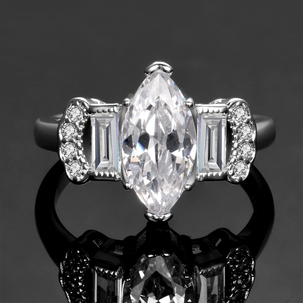 Nasiya AAA+ белый CZ Романтические свадебные кольца для женщин Настоящее серебро 925 пробы ювелирные изделия юбилей помолвки вечерние подарки