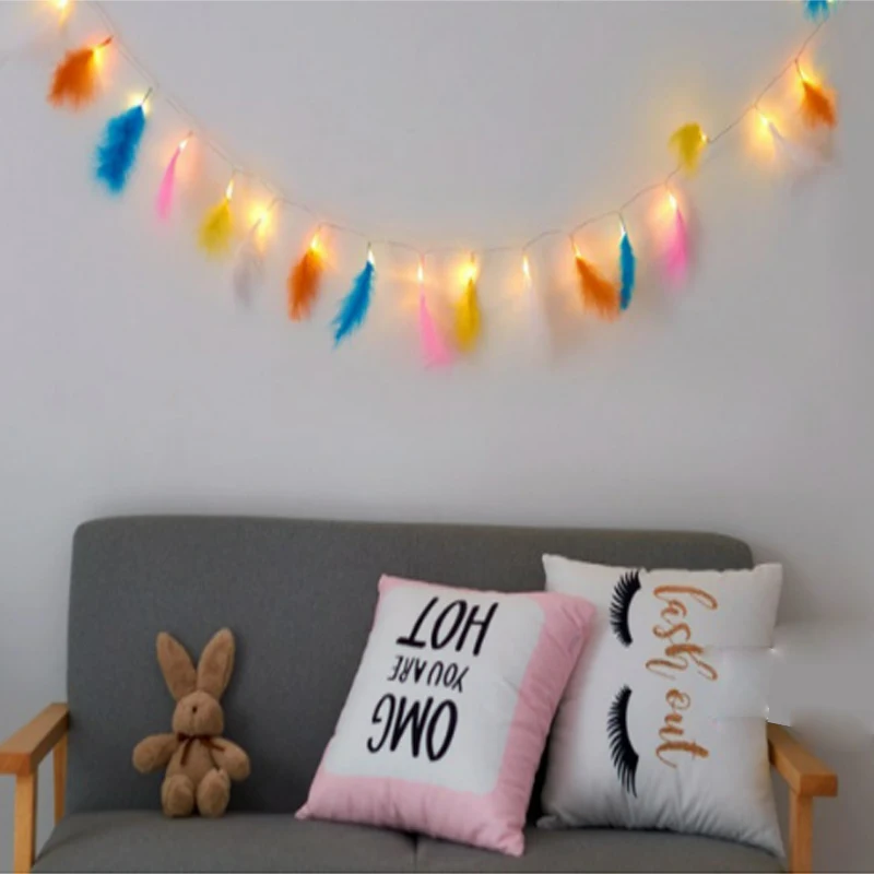 Led Feather String Lights 1020 LED Fairy String Lights Battery Operated New Year Bar Room Window Wedding Festive Night Lamp  (12)