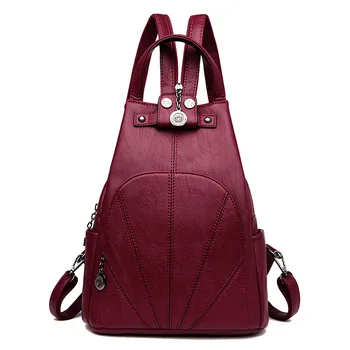 

Multifunctional Leather Backpack Women Shoulder Bag Soft PU Leather Anti Theft Backpack School Bags for Teenage Girls