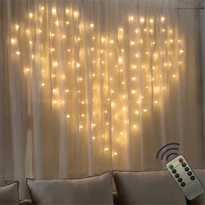 

Remote2x1.5m 124led Heart Shape LED String Light EU220V Holiday Christmas wedding Party decoration led icicle Curtain lamp light