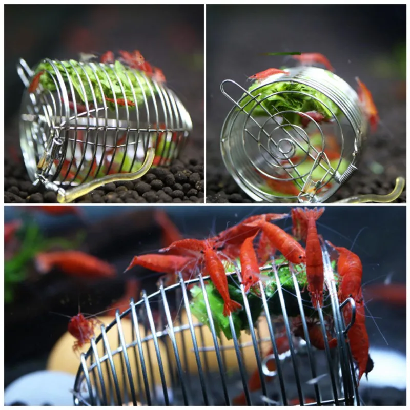 

New Shrimp Pet Feed Ornaments Durable Vegetable Feeding Cage Basket Aquatic Pets Stainless Steel Aquarium Crystal Shrimp Feeder