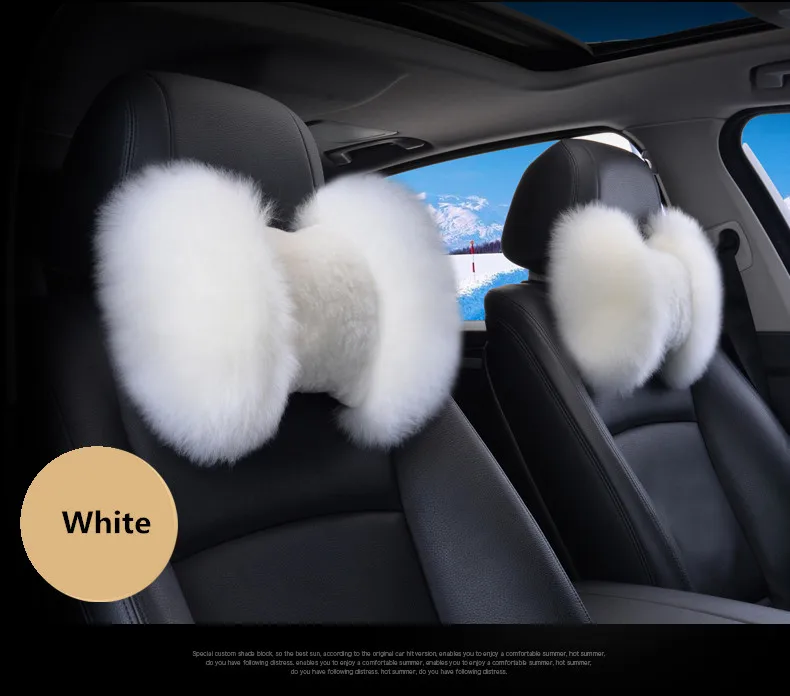 Зимняя подушка для шеи на подголовник автомобиля из чистой шерсти, теплая мягкая меховая подушка для сиденья автомобиля, подушка для поддержки головы для BMW, Toyota, Corolla, Prado, VW