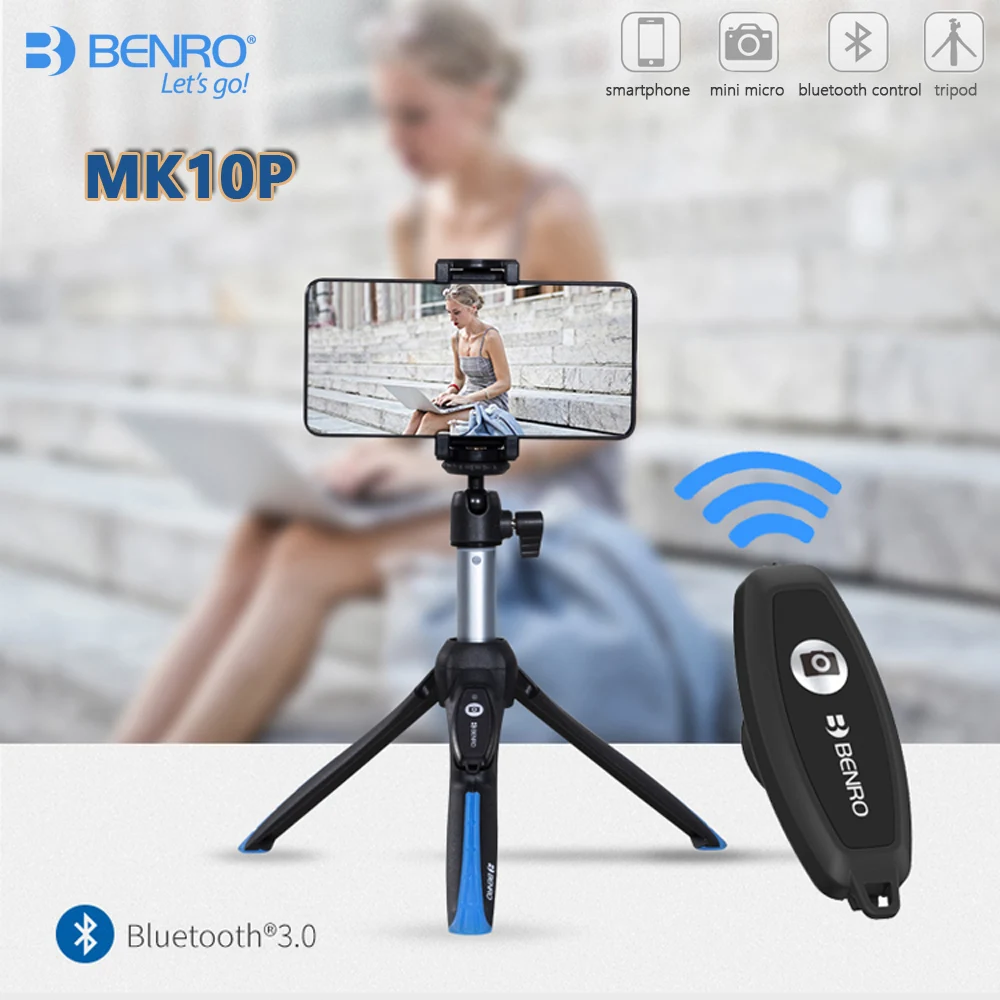 

BENRO MK10P Premium Smart Mini Tripod Selfie Stick Desktop Tripod Bluetooth Remote Control Free Shipping