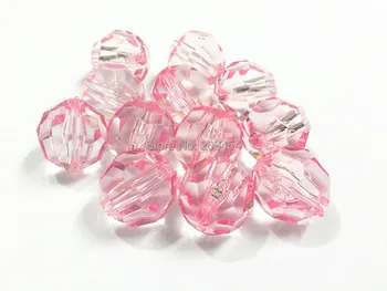 

(Choose Size First) 10mm/12mm/14mm/16mm/18mm/20mm Light Pink Transparent Big Faceted Acrylic Beads