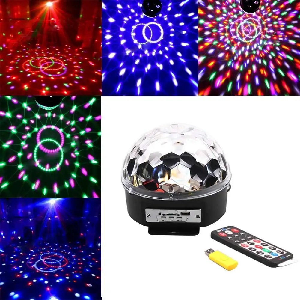 Professional Voice Cotrol Stage Light MP3 IR Remote Digital RGB LED Crystal Magic Ball DJ Party