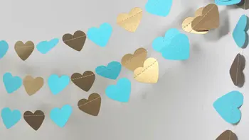 

Turquoise and Gold Heart Garland - Turquoise Baby Shower - Gold Turquoise Garland
