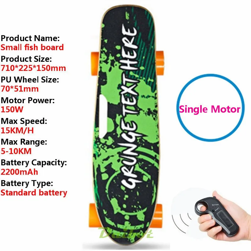 Four Wheel Electric Skateboard With Wireless Remote Controller E Skateboard Scooter Small Fish Plate Skate Board for Adults Kids - Цвет: single motor 150W