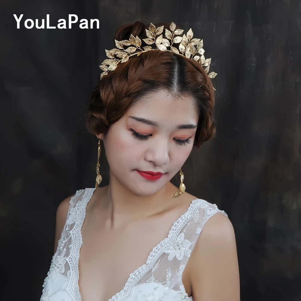 YouLaPan HP174 свадебная тиара Золотые листья свадебная корона для волос Свадебные украшения для волос Свадебная Корона Свадебные аксессуары для волос