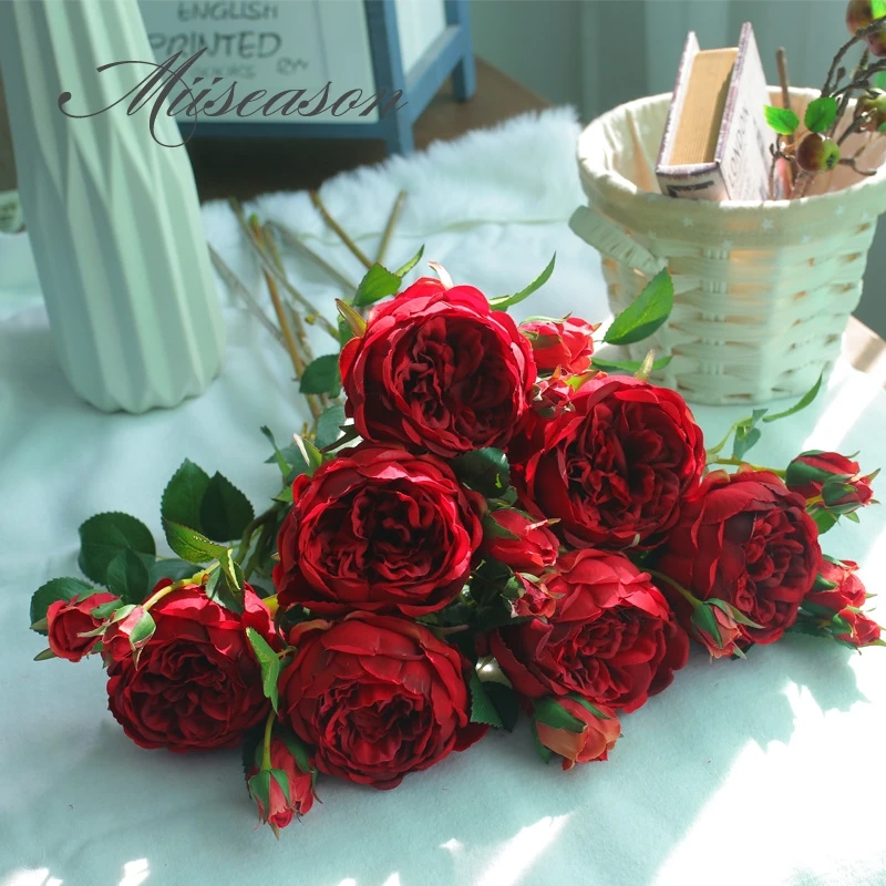 

72cm Long European Artificial Flower 1 big Head 2 buds Home Silk Peony Wedding Flower Rose Decorative Flower Party Decoration