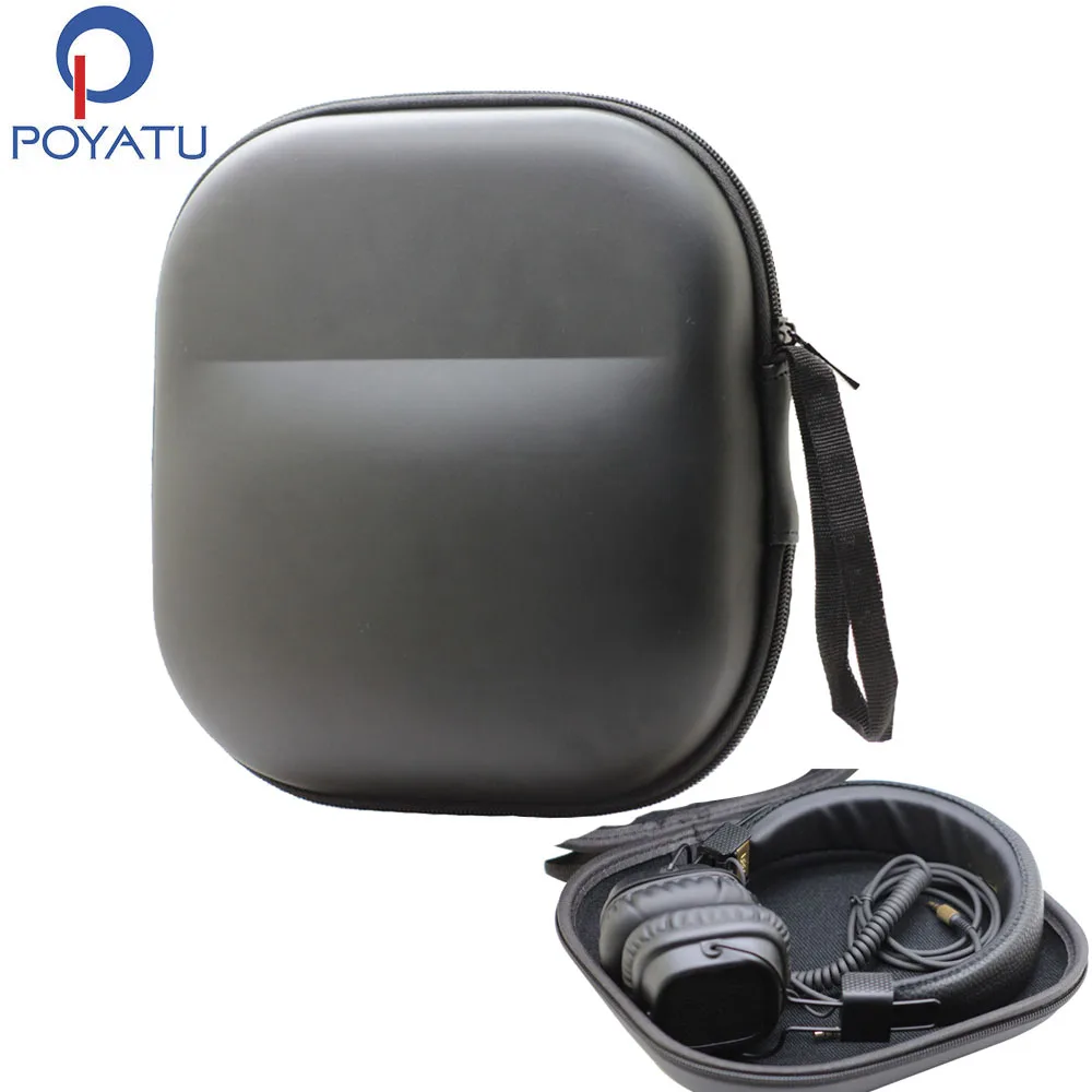 

POYATU Headphones Case Hard For Marshall Major Major ll MID Bluetooth Headphones Case Portable Storage Box Bag Black