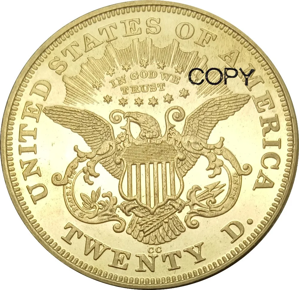 20 долларов США "Liberty Head-двуглавый орёл" с девизом TWENTY D. 1871 1871 cc 1871 s латунные металлические копии монет