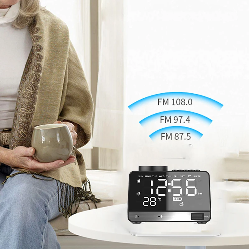 Светодиодный цифровой будильник fm радио Bluetooth динамик с двойным USB интерфейсом