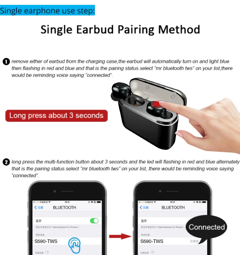 TOMKAS TWS Airpods Wireless Earbuds True 5D Stereo Bluetooth Earphones Mini TWS Earphones Waterproof Handsfree with 2200mAh Power Bank (2)