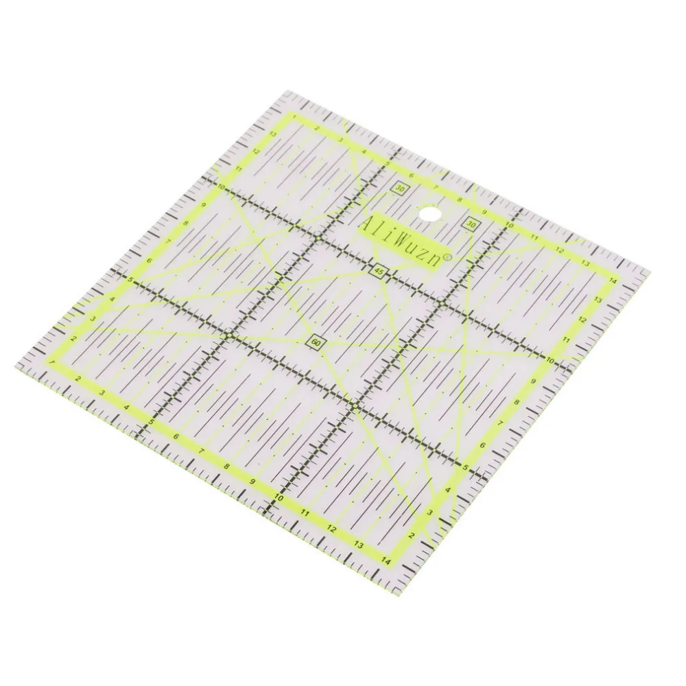 

1 Pcs 15*15cm Acrylic Material Tailor Cutting Ruler Students Diy Handwork Square Square Feet Light Green Scale Clear