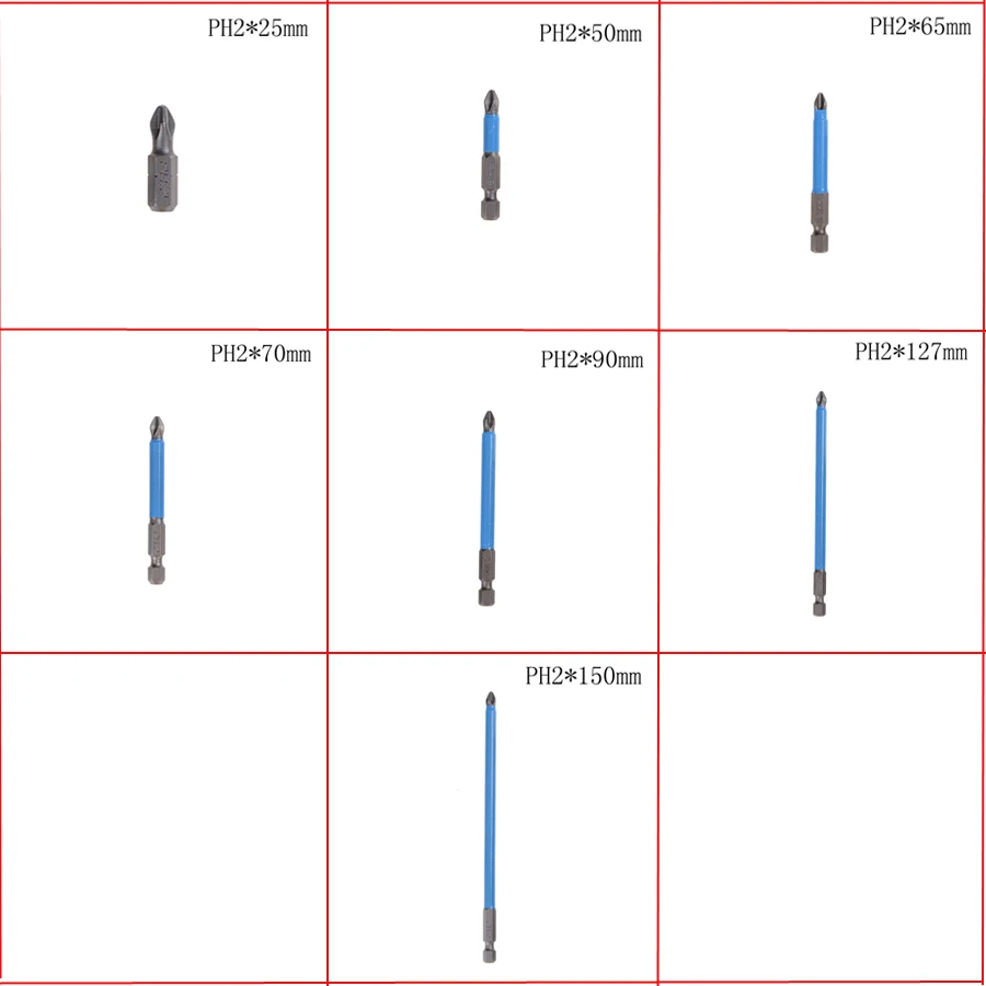 1/" шестигранный хвостовик Магнитная противоскользящая длинная электрическая отвертка прецизионные Биты PH2 с одной крестовой головкой/крестовая головка электроинструменты