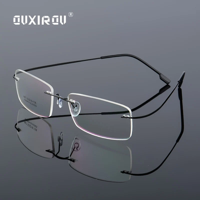 

Lightweight Rimless Glasses Frame Memory Titanium Alloy Eyeglasses Women Men square Myopia Optical Glasses Frames Brand s867