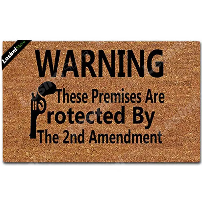 

Personalized Entrance Floor Mat Custom Pint Doormat Home Welcome Mat Warning These Premises are Protected by The 2Nd Amendment
