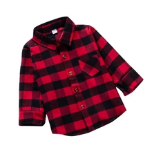 Детская рубашка в красную клетку хлопковые рубашки в клетку с длинными рукавами для маленьких мальчиков и девочек детская блузка в клетку Осенние Топы, повседневные блузки для малышей