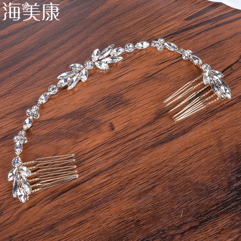 

Haimeikang Handmade Rhinestone Crystal Flexible Wedding Headband Hair Comb Bridal Hair Accessories Bridesmaids Women Jewelry
